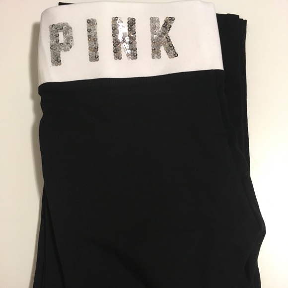 🆕VICTORIA’S SECRET PINK - BLACK BLING YOGA PANTS - Picture 3 of 11